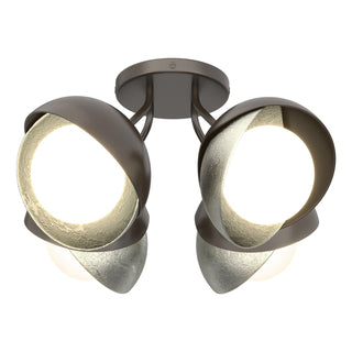 Hubbardton Forge - 121376-SKT-14-85-GG0711 - Brooklyn 4-Light Double Shade Semi-Flush - Brooklyn - Oil Rubbed Bronze