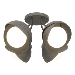 Hubbardton Forge - 121376-SKT-20-07-GG0711 - Brooklyn 4-Light Double Shade Semi-Flush - Brooklyn - Natural Iron