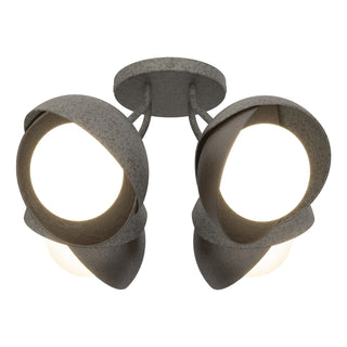 Hubbardton Forge - 121376-SKT-20-14-GG0711 - Brooklyn 4-Light Double Shade Semi-Flush - Brooklyn - Natural Iron
