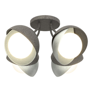 Hubbardton Forge - 121376-SKT-20-82-GG0711 - Brooklyn 4-Light Double Shade Semi-Flush - Brooklyn - Natural Iron