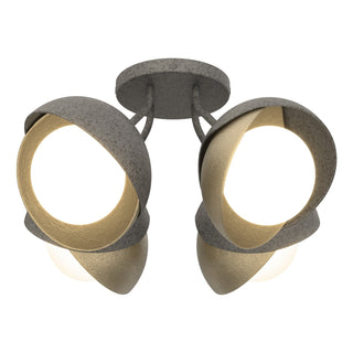 Hubbardton Forge - 121376-SKT-20-84-GG0711 - Brooklyn 4-Light Double Shade Semi-Flush - Brooklyn - Natural Iron