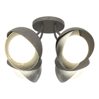 Hubbardton Forge - 121376-SKT-20-85-GG0711 - Brooklyn 4-Light Double Shade Semi-Flush - Brooklyn - Natural Iron