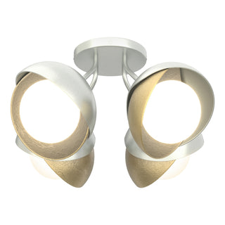 Hubbardton Forge - 121376-SKT-82-86-GG0711 - Brooklyn 4-Light Double Shade Semi-Flush - Brooklyn - Vintage Platinum
