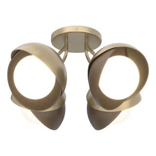 Hubbardton Forge - 121376-SKT-84-05-GG0711 - Brooklyn 4-Light Double Shade Semi-Flush - Brooklyn - Soft Gold