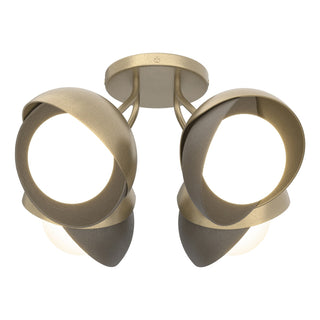 Hubbardton Forge - 121376-SKT-84-07-GG0711 - Brooklyn 4-Light Double Shade Semi-Flush - Brooklyn - Soft Gold