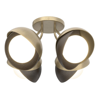 Hubbardton Forge - 121376-SKT-84-14-GG0711 - Brooklyn 4-Light Double Shade Semi-Flush - Brooklyn - Soft Gold