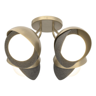 Hubbardton Forge - 121376-SKT-84-20-GG0711 - Brooklyn 4-Light Double Shade Semi-Flush - Brooklyn - Soft Gold