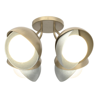 Hubbardton Forge - 121376-SKT-84-82-GG0711 - Brooklyn 4-Light Double Shade Semi-Flush - Brooklyn - Soft Gold