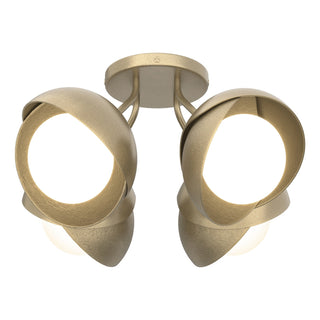 Hubbardton Forge - 121376-SKT-84-84-GG0711 - Brooklyn 4-Light Double Shade Semi-Flush - Brooklyn - Soft Gold