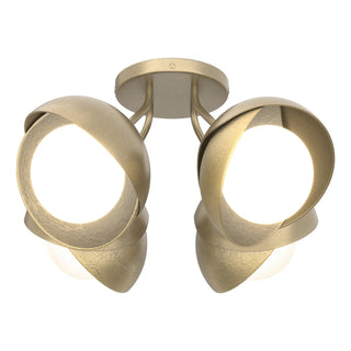Hubbardton Forge - 121376-SKT-84-86-GG0711 - Brooklyn 4-Light Double Shade Semi-Flush - Brooklyn - Soft Gold