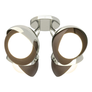 Hubbardton Forge - 121376-SKT-85-05-GG0711 - Brooklyn 4-Light Double Shade Semi-Flush - Brooklyn - Sterling