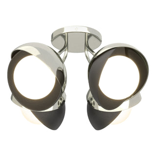 Hubbardton Forge - 121376-SKT-85-07-GG0711 - Brooklyn 4-Light Double Shade Semi-Flush - Brooklyn - Sterling