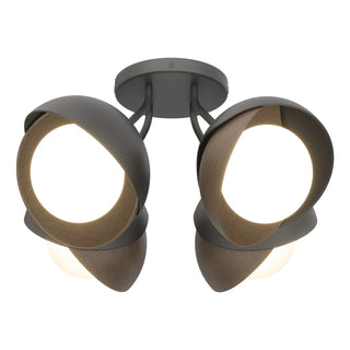Hubbardton Forge - 121376-SKT-85-10-GG0711 - Brooklyn 4-Light Double Shade Semi-Flush - Brooklyn - Sterling