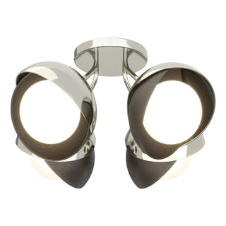 Hubbardton Forge - 121376-SKT-85-14-GG0711 - Brooklyn 4-Light Double Shade Semi-Flush - Brooklyn - Sterling