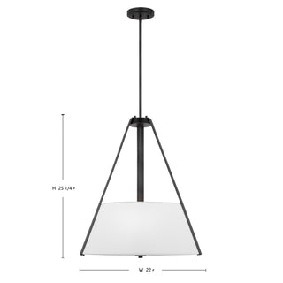 Brewster Three Light Pendant in Black