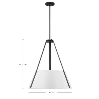 Brewster Three Light Pendant in Black
