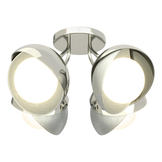 Hubbardton Forge - 121376-SKT-85-82-GG0711 - Brooklyn 4-Light Double Shade Semi-Flush - Brooklyn - Sterling