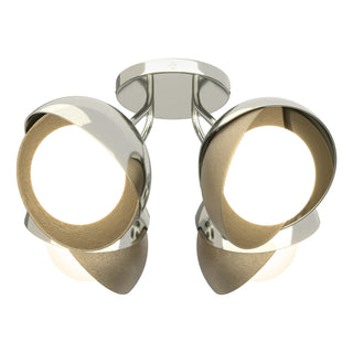 Hubbardton Forge - 121376-SKT-85-84-GG0711 - Brooklyn 4-Light Double Shade Semi-Flush - Brooklyn - Sterling