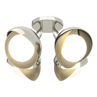 Hubbardton Forge - 121376-SKT-85-86-GG0711 - Brooklyn 4-Light Double Shade Semi-Flush - Brooklyn - Sterling
