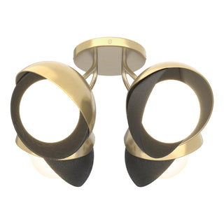 Hubbardton Forge - 121376-SKT-86-10-GG0711 - Brooklyn 4-Light Double Shade Semi-Flush - Brooklyn - Modern Brass