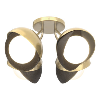 Hubbardton Forge - 121376-SKT-86-14-GG0711 - Brooklyn 4-Light Double Shade Semi-Flush - Brooklyn - Modern Brass