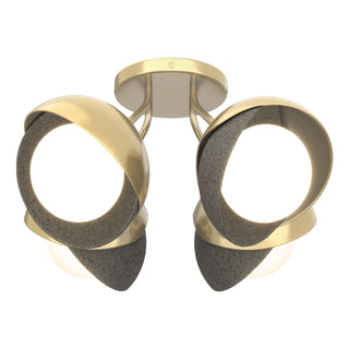 Hubbardton Forge - 121376-SKT-86-20-GG0711 - Brooklyn 4-Light Double Shade Semi-Flush - Brooklyn - Modern Brass
