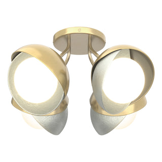 Hubbardton Forge - 121376-SKT-86-82-GG0711 - Brooklyn 4-Light Double Shade Semi-Flush - Brooklyn - Modern Brass