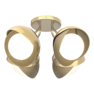 Hubbardton Forge - 121376-SKT-86-84-GG0711 - Brooklyn 4-Light Double Shade Semi-Flush - Brooklyn - Modern Brass
