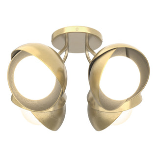 Hubbardton Forge - 121376-SKT-86-86-GG0711 - Brooklyn 4-Light Double Shade Semi-Flush - Brooklyn - Modern Brass