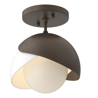 Hubbardton Forge - 121377-SKT-05-02-GG0711 - Brooklyn 1-Light Double Shade Semi-Flush - Brooklyn - Bronze
