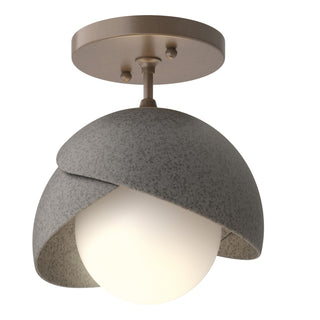 Hubbardton Forge - 121377-SKT-05-20-GG0711 - Brooklyn 1-Light Double Shade Semi-Flush - Brooklyn - Bronze