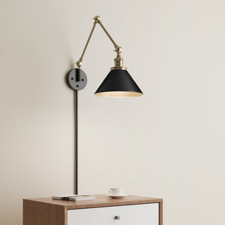 Millennium - 11001-MB/VB - One Light Swing Arm Wall Sconce - Edward - Matte Black/Vintage Brass