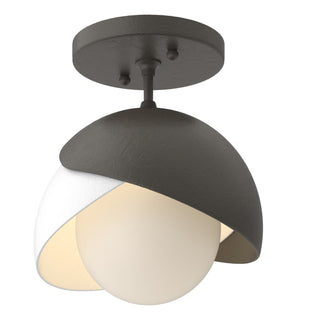 Hubbardton Forge - 121377-SKT-07-02-GG0711 - Brooklyn 1-Light Double Shade Semi-Flush - Brooklyn - Dark Smoke