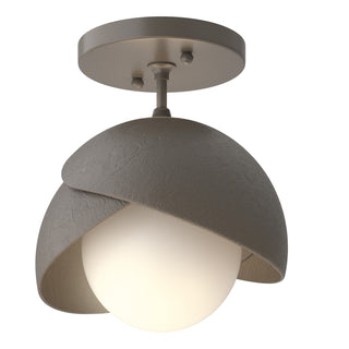 Hubbardton Forge - 121377-SKT-07-07-GG0711 - Brooklyn 1-Light Double Shade Semi-Flush - Brooklyn - Dark Smoke