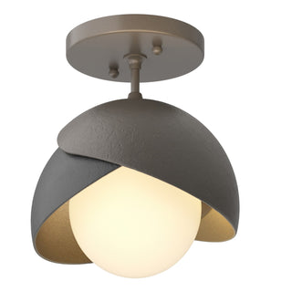 Hubbardton Forge - 121377-SKT-07-10-GG0711 - Brooklyn 1-Light Double Shade Semi-Flush - Brooklyn - Dark Smoke
