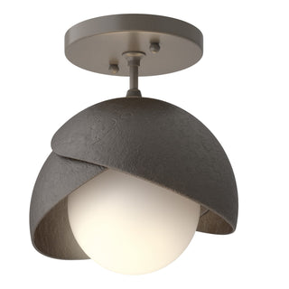 Hubbardton Forge - 121377-SKT-07-14-GG0711 - Brooklyn 1-Light Double Shade Semi-Flush - Brooklyn - Dark Smoke