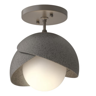 Hubbardton Forge - 121377-SKT-07-20-GG0711 - Brooklyn 1-Light Double Shade Semi-Flush - Brooklyn - Dark Smoke