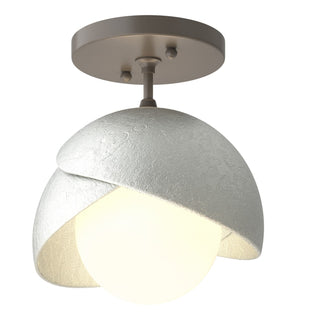 Hubbardton Forge - 121377-SKT-07-82-GG0711 - Brooklyn 1-Light Double Shade Semi-Flush - Brooklyn - Dark Smoke