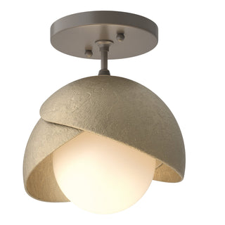 Hubbardton Forge - 121377-SKT-07-84-GG0711 - Brooklyn 1-Light Double Shade Semi-Flush - Brooklyn - Dark Smoke