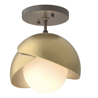 Hubbardton Forge - 121377-SKT-07-86-GG0711 - Brooklyn 1-Light Double Shade Semi-Flush - Brooklyn - Dark Smoke