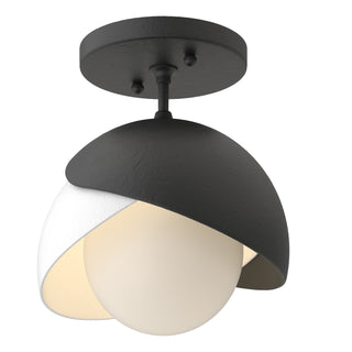 Hubbardton Forge - 121377-SKT-10-02-GG0711 - Brooklyn 1-Light Double Shade Semi-Flush - Brooklyn - Black