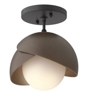 Hubbardton Forge - 121377-SKT-10-05-GG0711 - Brooklyn 1-Light Double Shade Semi-Flush - Brooklyn - Black
