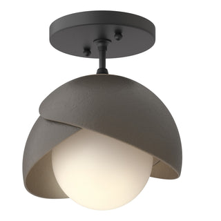 Hubbardton Forge - 121377-SKT-10-07-GG0711 - Brooklyn 1-Light Double Shade Semi-Flush - Brooklyn - Black