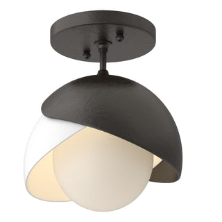Hubbardton Forge - 121377-SKT-14-02-GG0711 - Brooklyn 1-Light Double Shade Semi-Flush - Brooklyn - Oil Rubbed Bronze