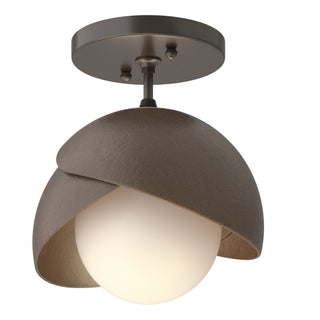 Hubbardton Forge - 121377-SKT-14-05-GG0711 - Brooklyn 1-Light Double Shade Semi-Flush - Brooklyn - Oil Rubbed Bronze