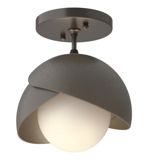Hubbardton Forge - 121377-SKT-14-07-GG0711 - Brooklyn 1-Light Double Shade Semi-Flush - Brooklyn - Oil Rubbed Bronze