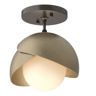 Hubbardton Forge - 121377-SKT-14-84-GG0711 - Brooklyn 1-Light Double Shade Semi-Flush - Brooklyn - Oil Rubbed Bronze