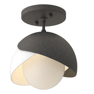 Hubbardton Forge - 121377-SKT-20-02-GG0711 - Brooklyn 1-Light Double Shade Semi-Flush - Brooklyn - Natural Iron