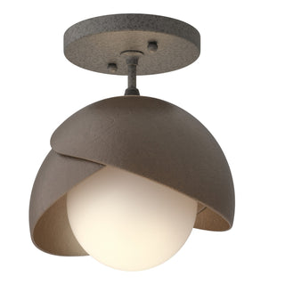 Hubbardton Forge - 121377-SKT-20-05-GG0711 - Brooklyn 1-Light Double Shade Semi-Flush - Brooklyn - Natural Iron