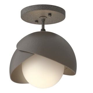 Hubbardton Forge - 121377-SKT-20-07-GG0711 - Brooklyn 1-Light Double Shade Semi-Flush - Brooklyn - Natural Iron